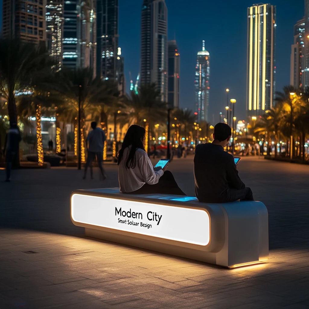 High-Tech Solar Smart Bench with Solar Charging and Modern Design