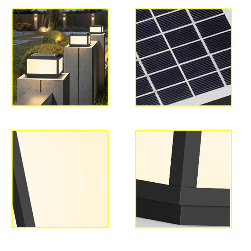 Garden Solar Outdoor Waterproof Courtyard Lights Wall GateSquare Solar Outside Light PillarLights LED