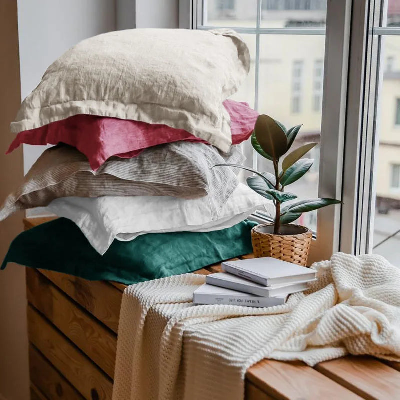 Natural Fabric 2Pcs 100% Linen Pillowcases