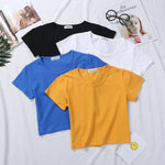 Yellow Sunflower Basic Short Cotton Womens Tee