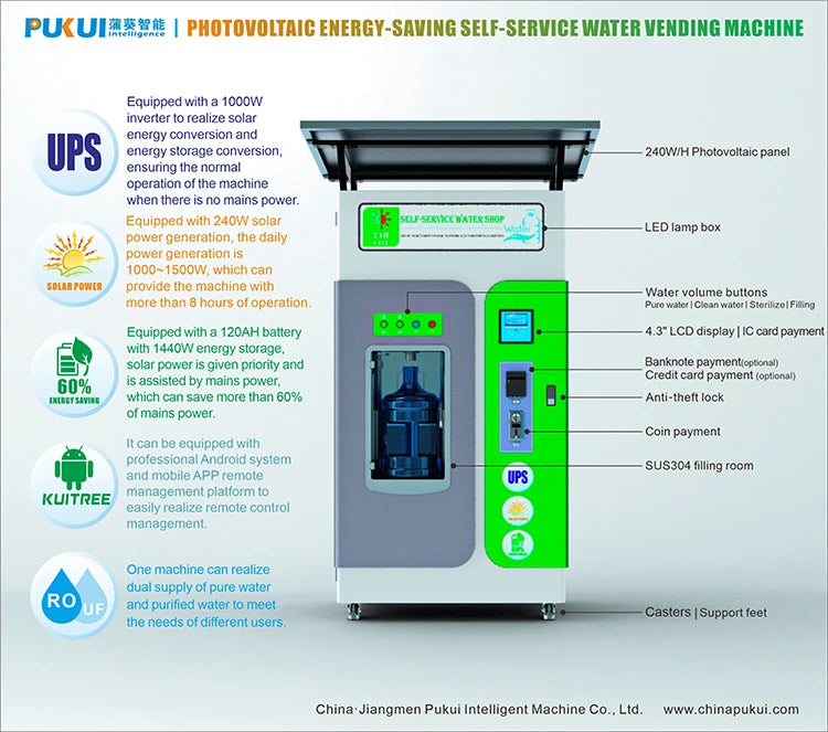 Energy saving solar energy Outdoor Water Vending Machine