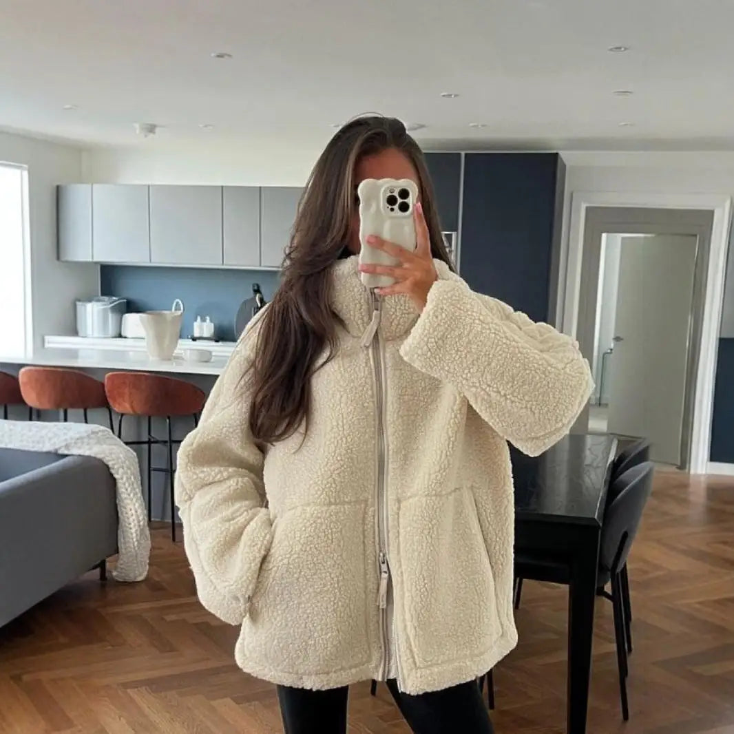 Cozy Fleece Cotton Lamb Wool Womens Coat