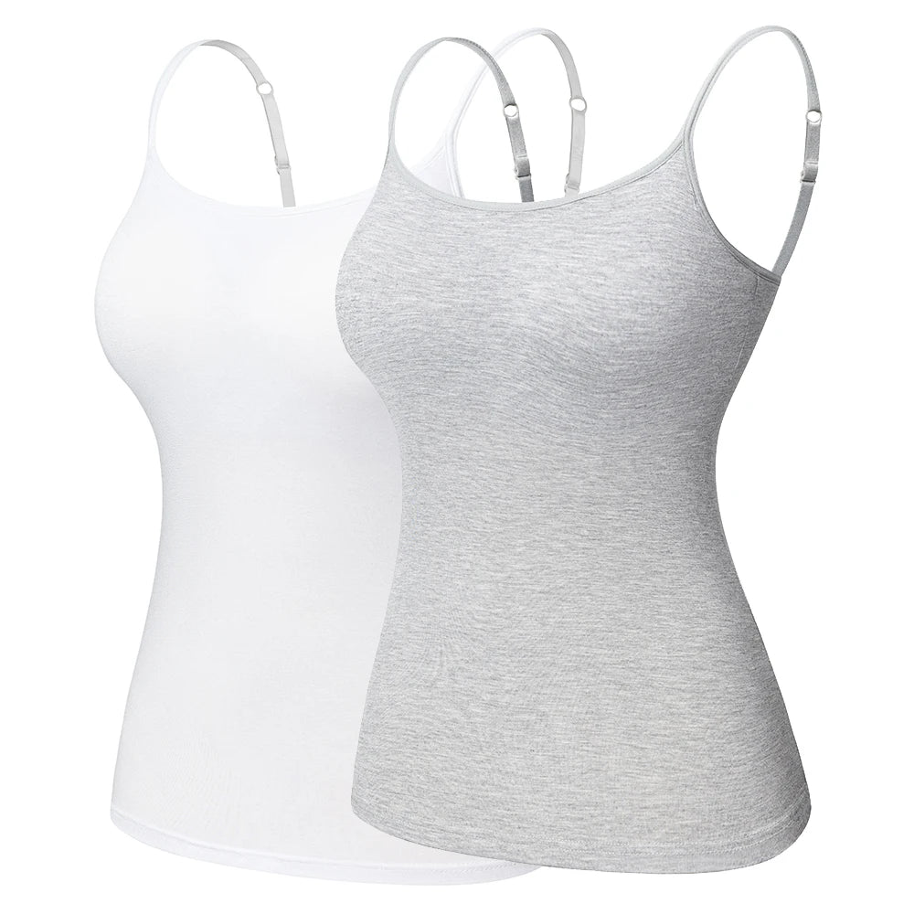 1/2/3Pcs Adjustable Viscose Womens Tank Top Camisole with Bra