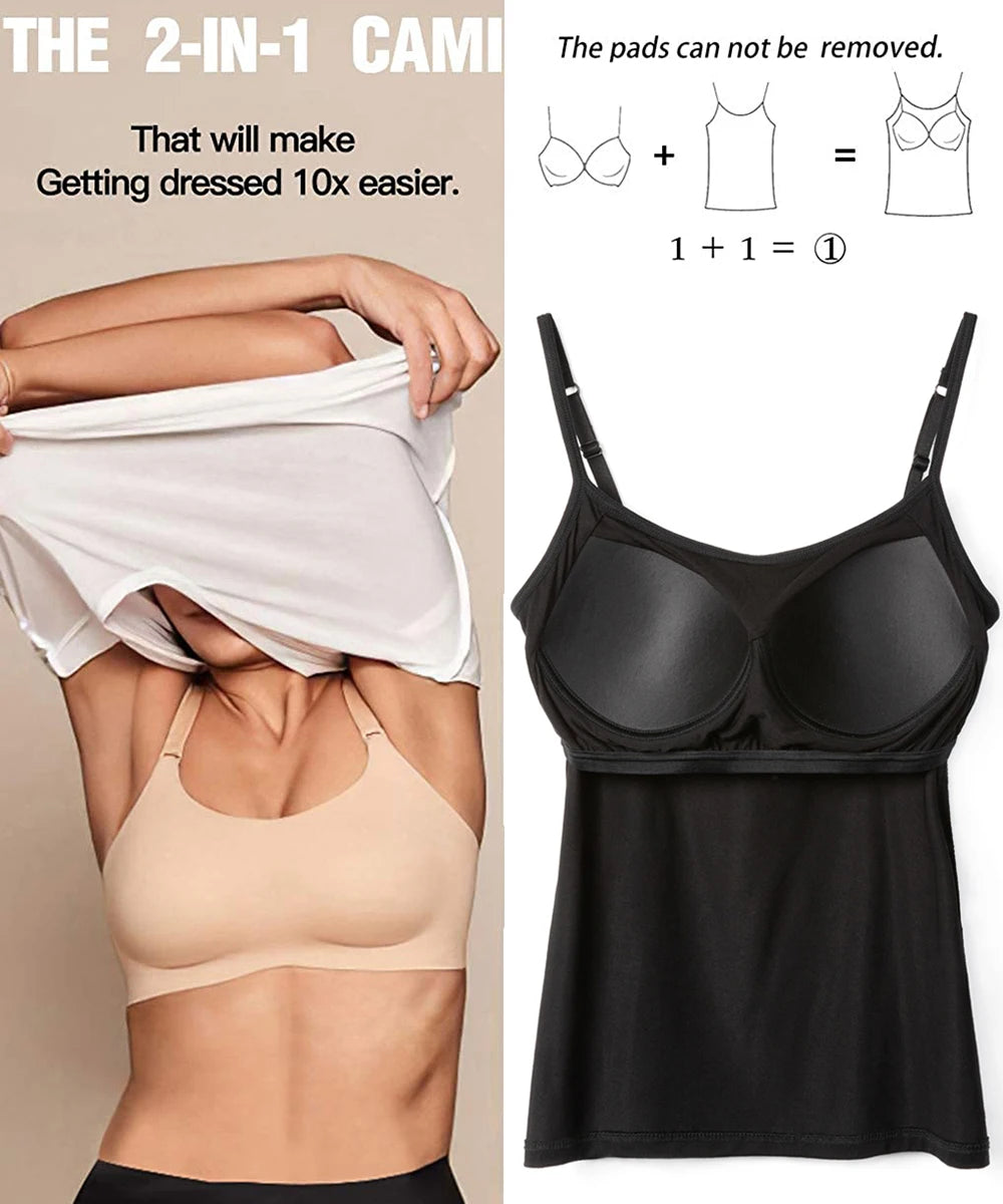 1/2/3Pcs Adjustable Viscose Womens Tank Top Camisole with Bra