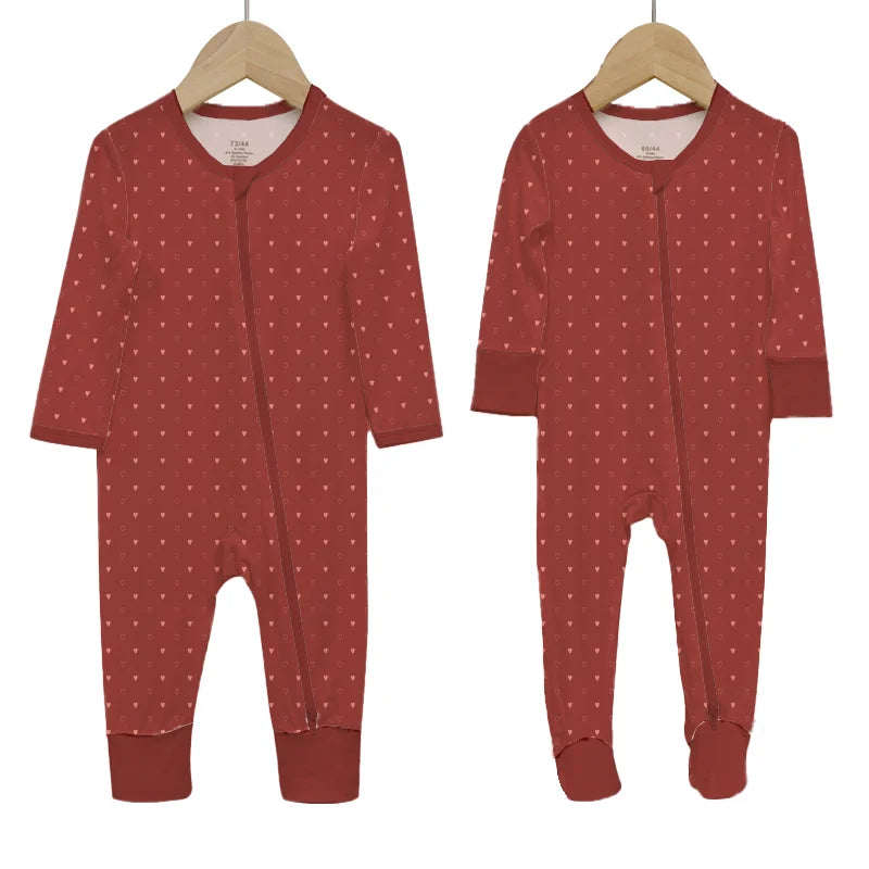 Oem Newborn Infant Pajamas Baby Clothes Bamboo Footie Zipper Toddler Boys Girls Plain Long Sleeve Jumpsuit Romper