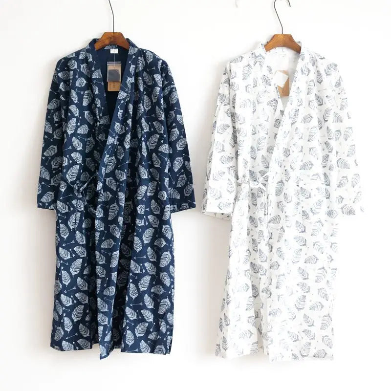 Azul Leaf Kimono 100% Cotton Mens Robe