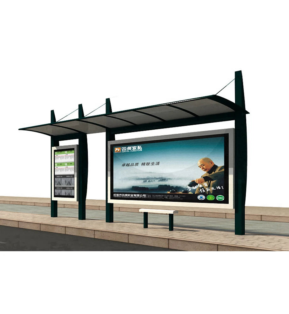 Intelligent Public Transportation System Solar Bus Shelter and Stainless Steel Metal Smart Bus Stop Design