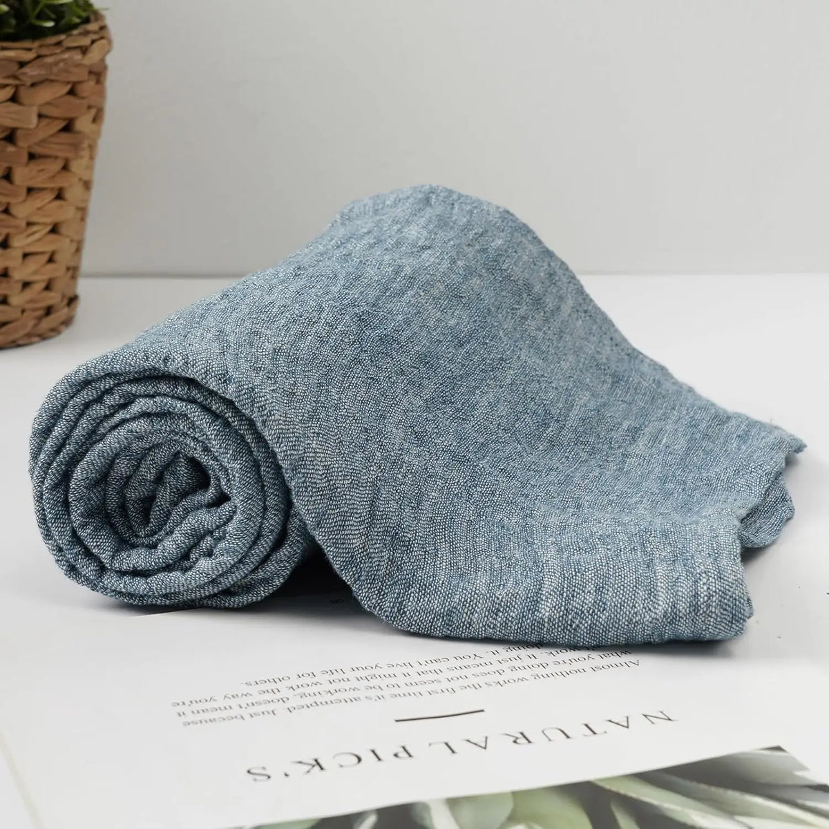 Blue Lagoon 100% Flax Linen Bath Towel For Beach, Bath & Travel