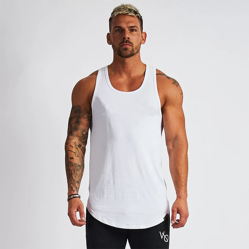 2019 Gyms Tank Tops Men Elastic Cotton Vest O-Neck Gyms Tank Top Men Sleeveless Shirts Muscle Men Fitness Tops