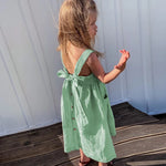 Girls' Cotton And Linen Sleeveless Suspender Dress With Adjustable Shoulder Straps Summer New Casual Pocket Kids Dresses TZ77