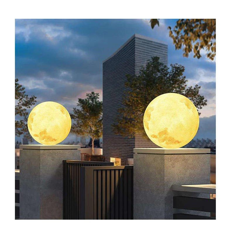 Moon-shaped Solar Power Led Lawn Lamp with Water-resistant Housing Soft Light for Outdoor Resin 80 IP65 360 Lampade Da Esterno