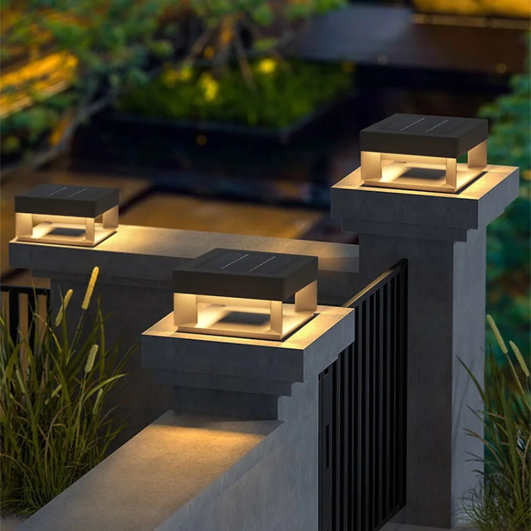 Modern Garden IP65 Stainless Steel Lawn Solar Lamp Outdoor Street Waterproof Landscape Lights Garden Solar Pillar Mount Lights