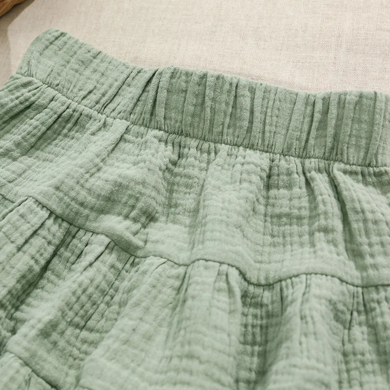 Leaf Pastel Ruffle 100% Cotton Girls Skirt