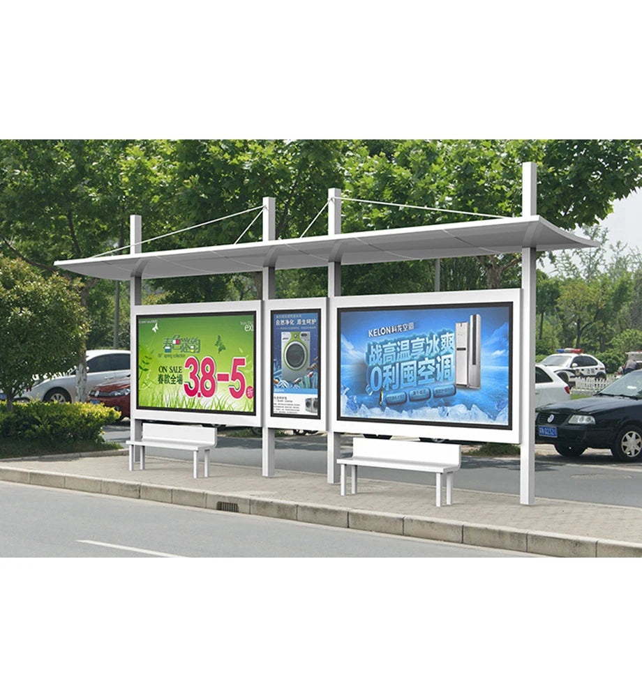 Intelligent Public Transportation System Solar Bus Shelter and Stainless Steel Metal Smart Bus Stop Design