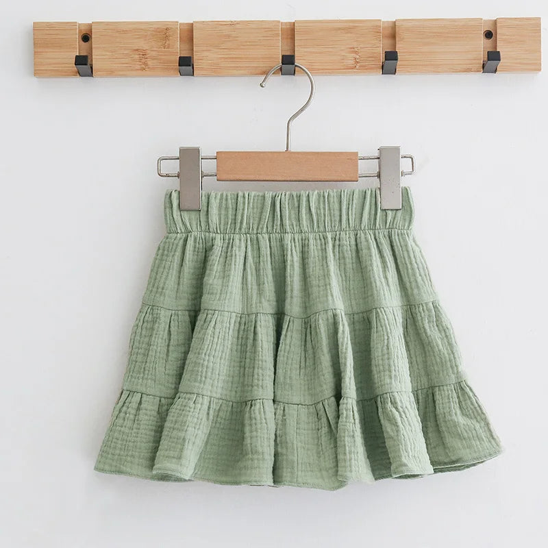 Leaf Pastel Ruffle 100% Cotton Girls Skirt