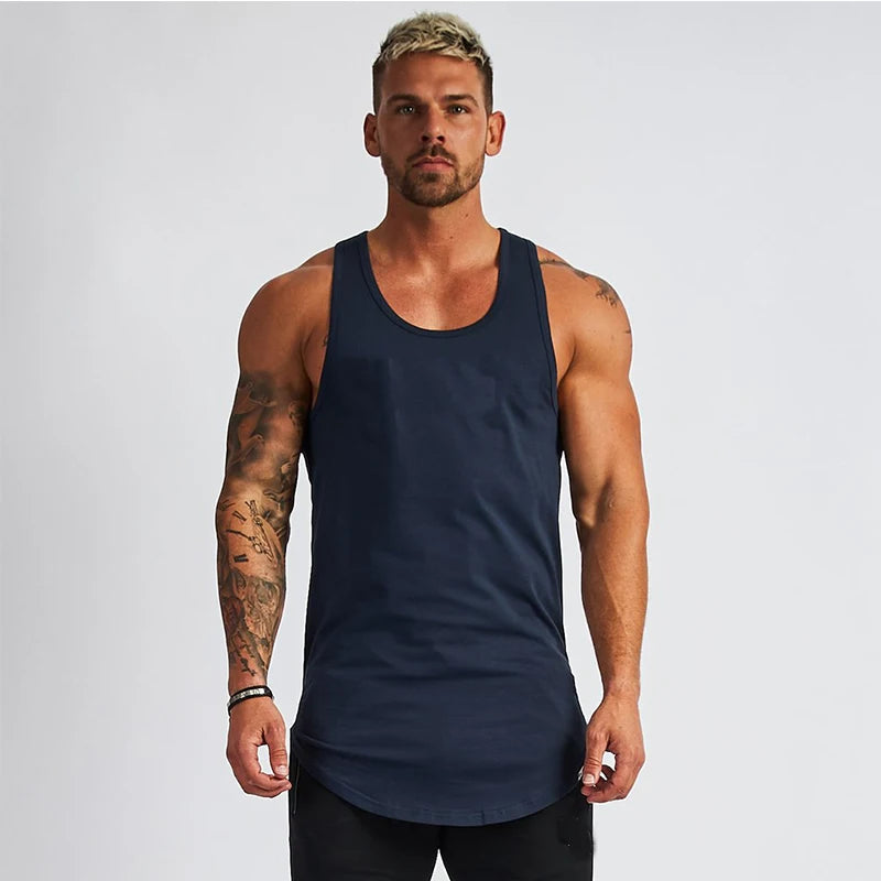 2019 Gyms Tank Tops Men Elastic Cotton Vest O-Neck Gyms Tank Top Men Sleeveless Shirts Muscle Men Fitness Tops