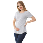 Emotion Moms New Women Maternel T-Shirt Short Sleeve Stretch Cotton Tops Zipper Breastfeeding Loose Pregnant Clothes Big Size