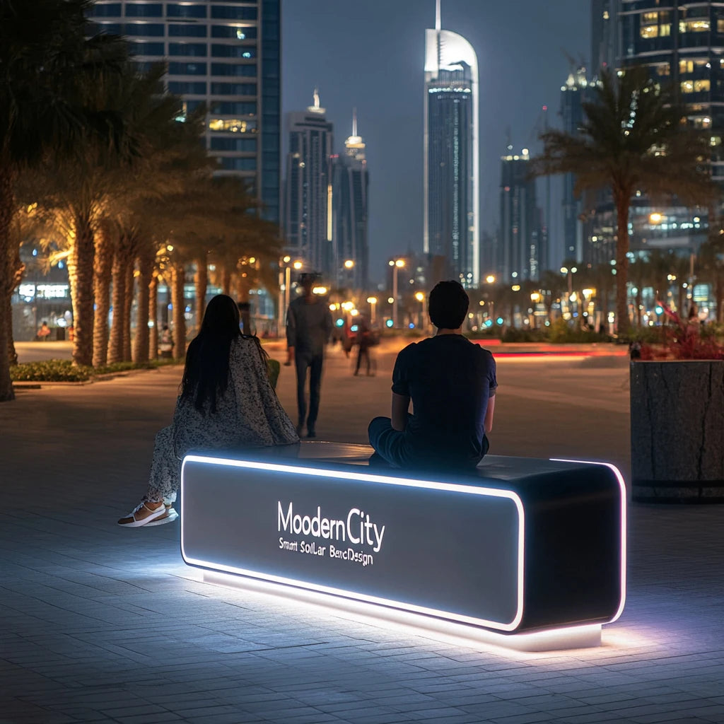 High-Tech Solar Smart Bench with Solar Charging and Modern Design