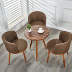 Pastel Nordic Cotton Linen Wood Dining Room Chair Set & Table