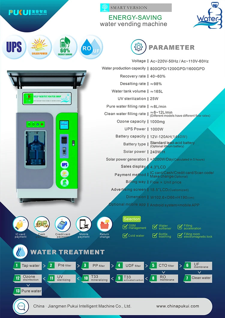 Energy saving solar energy Outdoor Water Vending Machine