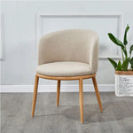 Pastel Nordic Cotton Linen Wood Dining Room Chair Set & Table