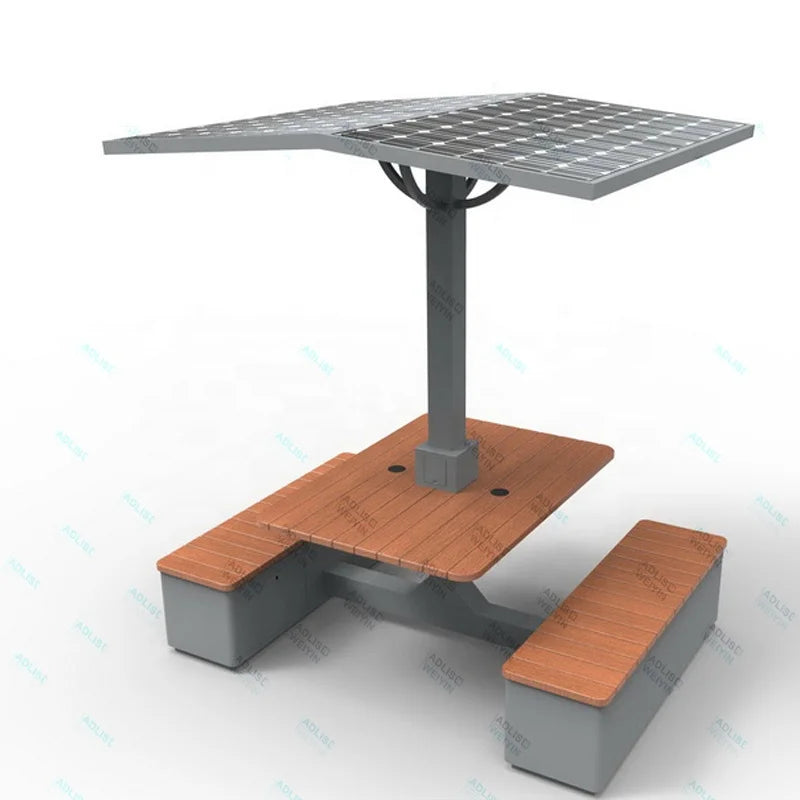 Outdoor Garden Solar Powered Cell Phone Charging Kiosk Station Solar Table