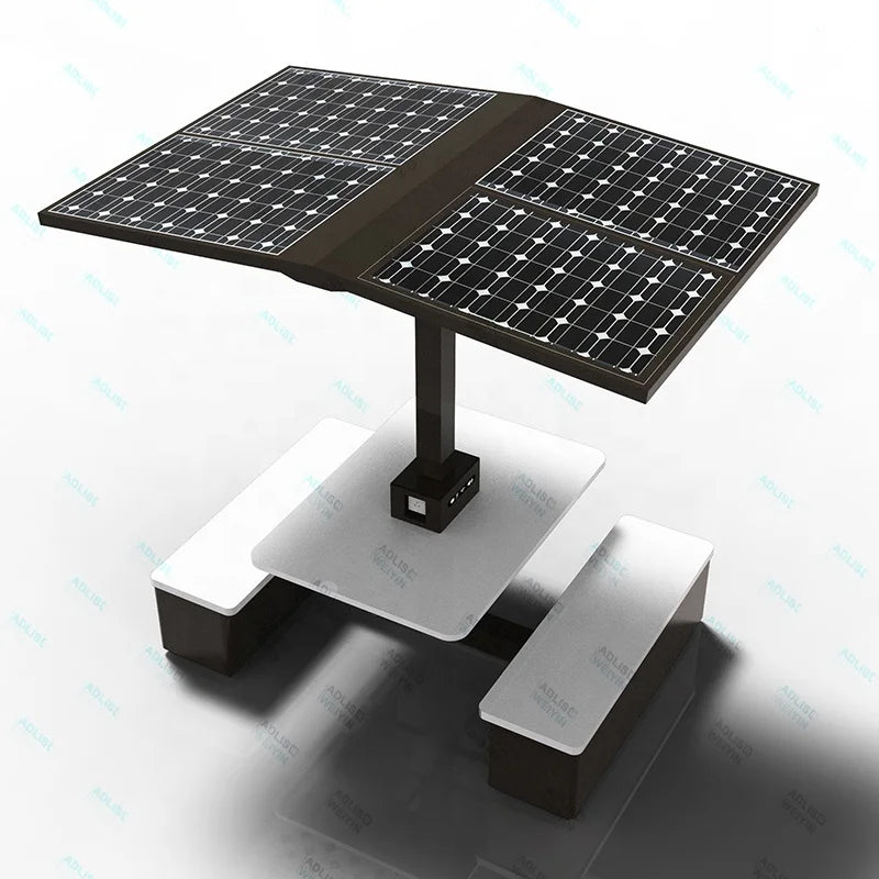 Outdoor Garden Solar Powered Cell Phone Charging Kiosk Station Solar Table