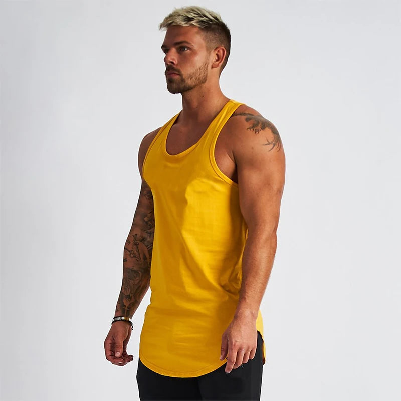 2019 Gyms Tank Tops Men Elastic Cotton Vest O-Neck Gyms Tank Top Men Sleeveless Shirts Muscle Men Fitness Tops