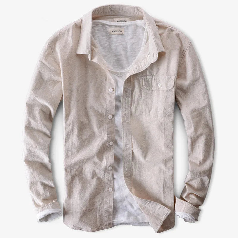 Desert Storm Long Sleeve Cotton Linen Mens Shirt