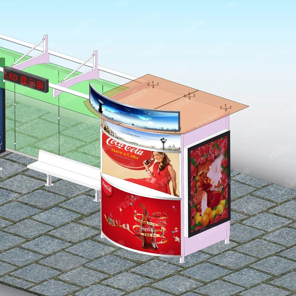 City Street Furniture Solar Panel Bus Stop Shelter with Vending Kiosk