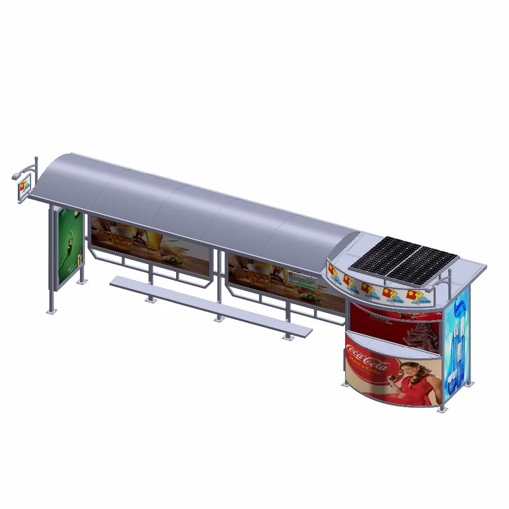 City Street Furniture Solar Panel Bus Stop Shelter with Vending Kiosk