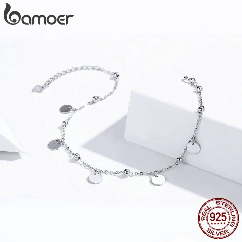 1Pc Geometric Shapes 925 Sterling Silver Ankle Bracelet