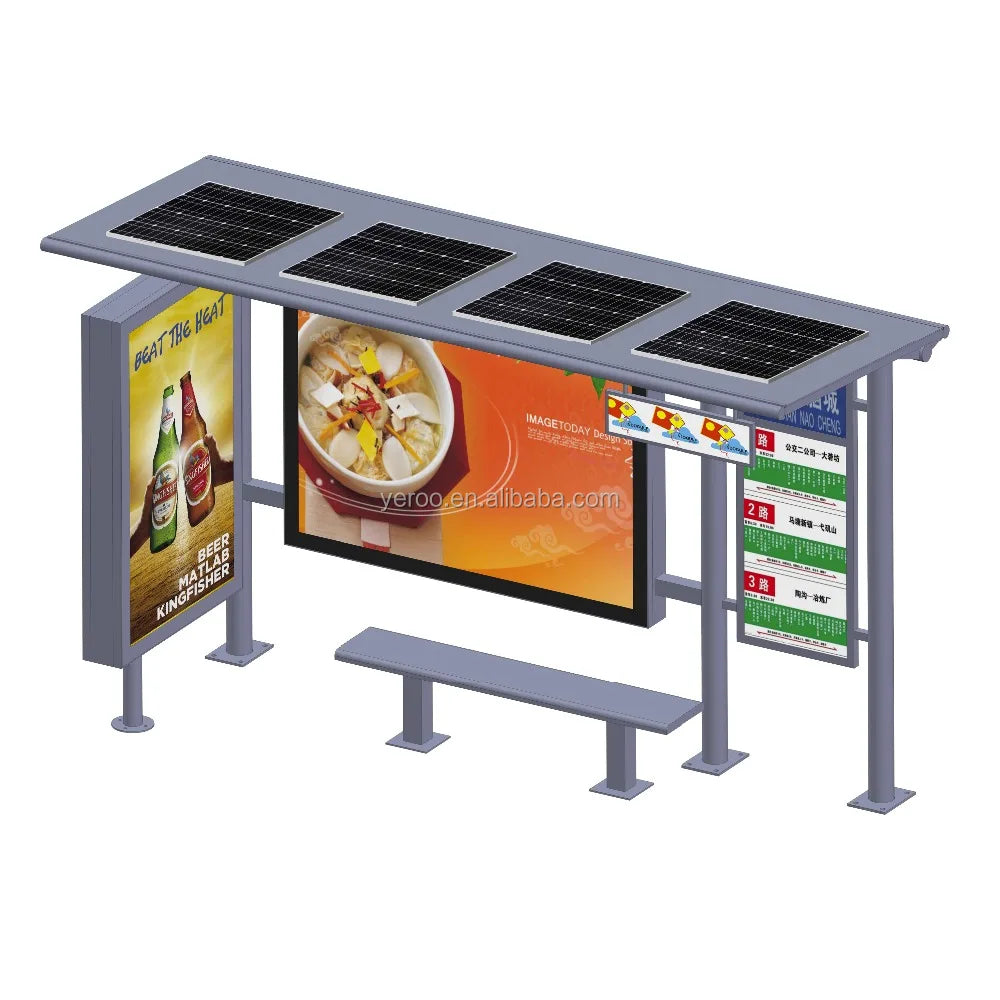 High quality modern bus station shelter design solar bus stop