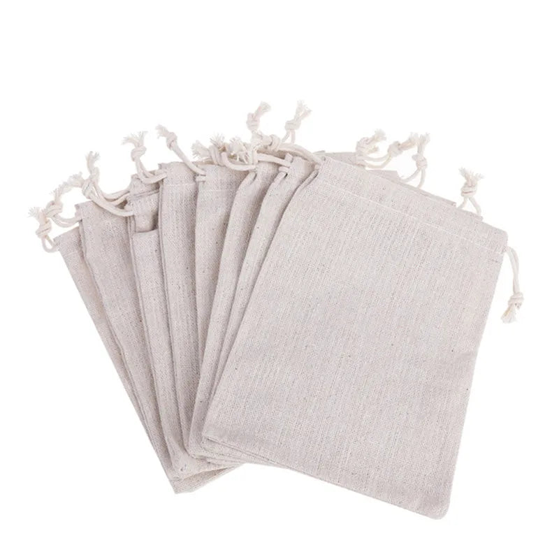 Cotton Muslin Wedding Party Favor Bags Pouches Medium unbleached double cord drawstring closure Jewelry/Rings/Gift pack