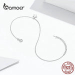 bamoer Simple Design Star Silver Anklet for Women Sterling Silver 925 Bracelet for Ankle and Leg Fashion Foot Jewelry SCT009