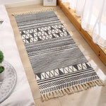 Bohemian Nights Aztec Hand Woven Cotton Linen Tassel Rug