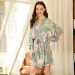 Abstract Floral Kimono Cotton Viscose Womens Robe