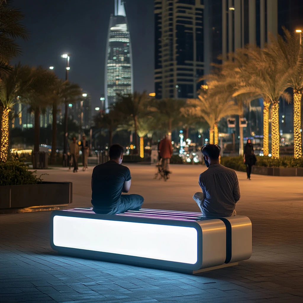 High-Tech Solar Smart Bench with Solar Charging and Modern Design