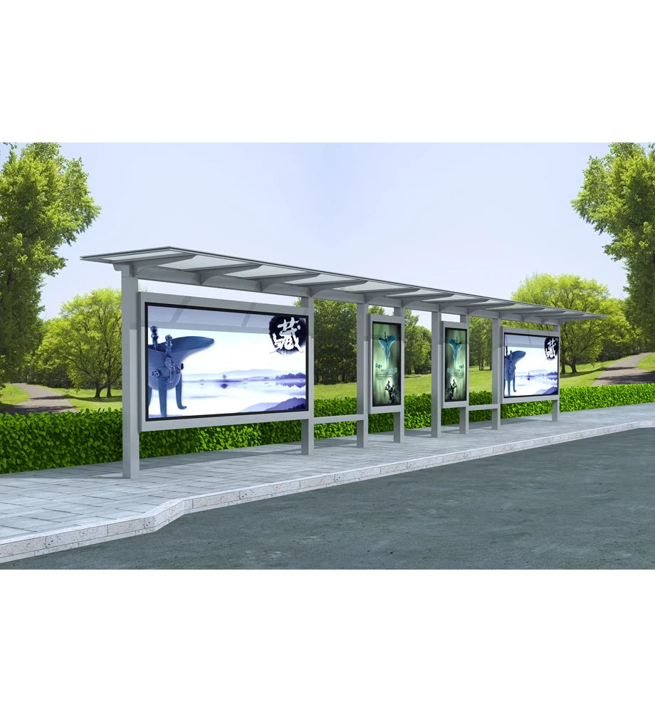 Intelligent Public Transportation System Solar Bus Shelter and Stainless Steel Metal Smart Bus Stop Design