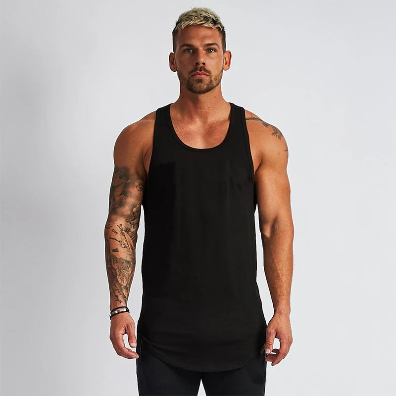 2019 Gyms Tank Tops Men Elastic Cotton Vest O-Neck Gyms Tank Top Men Sleeveless Shirts Muscle Men Fitness Tops