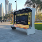 Smart Solar Bench for Outdoor Spaces with Solar Energy and Charging Capabilities