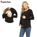 Long Sleeve Pregnancy Maternity Clothes Preast Feeding Tops For Pregnant Women Nursing Top Maternity T-shirt Freeshipping