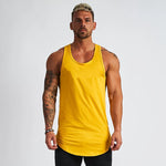 2019 Gyms Tank Tops Men Elastic Cotton Vest O-Neck Gyms Tank Top Men Sleeveless Shirts Muscle Men Fitness Tops