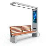 2pcs Solar Powered Stainless Steel Smart Park Bench