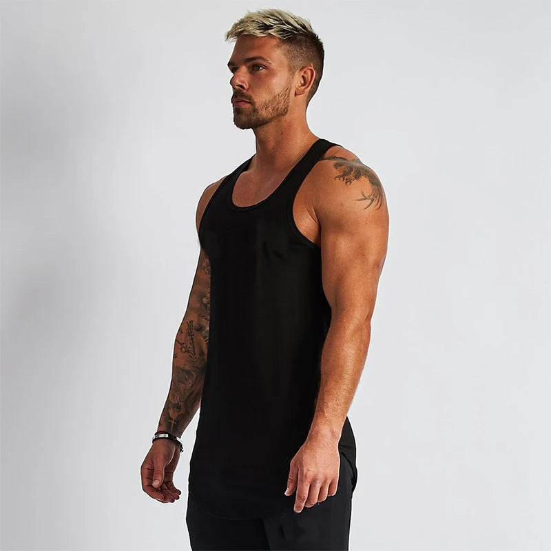 2019 Gyms Tank Tops Men Elastic Cotton Vest O-Neck Gyms Tank Top Men Sleeveless Shirts Muscle Men Fitness Tops