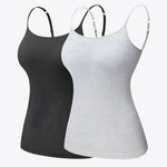 1/2/3Pcs Adjustable Viscose Womens Tank Top Camisole with Bra