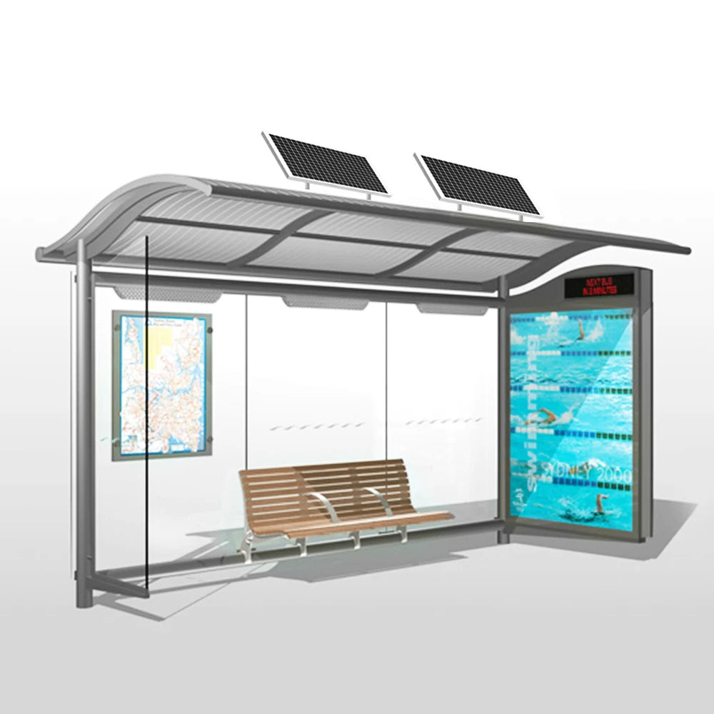 YEROO New Design Solar Stainless Steel Bus Stop Shelter For Sale