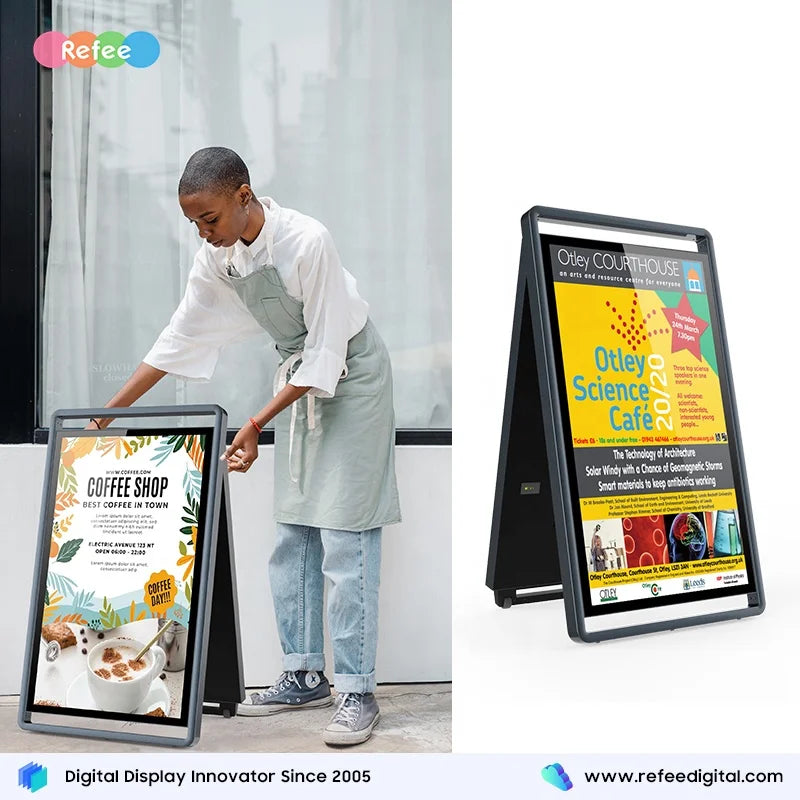 Solar Panel Waterproof Digital Poster Foldable Portable LCD Advertising Screen Solar Battery Powered Outdoor Digital Signage