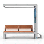 2pcs Solar Powered Stainless Steel Smart Park Bench