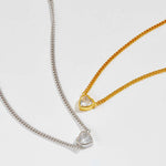 Heart Inlaid Zircon 925 Sterling Silver Necklace | Hypoallergenic - Allergy Friendly - Naturally Free